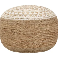 Sale vidaXL Handgjord sittpuff 45x30 cm jute Vit