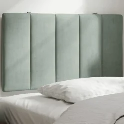 Online vidaXL Headboard Cushion "Hanko" Light Grey 80 cm Velvet Ljusgrå