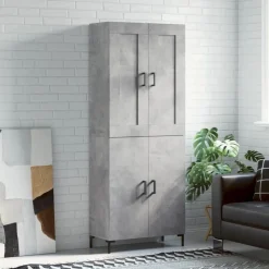 vidaXL Högskåp betonggrå 69,5x34x180 cm konstruerat trä
