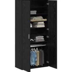 vidaXL Högskåp med hylla Svart ek 80 x 39 x 178 cm Konstruerat trä