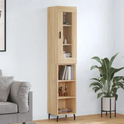 Online vidaXL Högskåp sonoma-ek34,5x34x180 cm konstruerat trä Sonoma ek