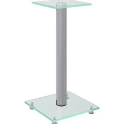 vidaXL Högtalarstativ 2 st härdat glas 1-pelardesign silver