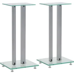 vidaXL Högtalarstativ 2 st härdat glas 2 pelare Silver