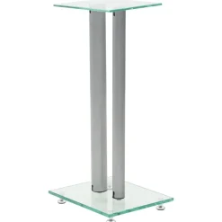 vidaXL Högtalarstativ 2 st härdat glas 2 pelare Silver