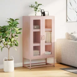 New vidaXL Highboard 68x39x123 cm stål Rosa