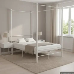 New vidaXL Himmelsäng metall 120x200 cm Vit