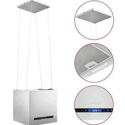 Clearance vidaXL Hängande köksfläkt touchsensor LCD 37 cm rostfritt stål Silver