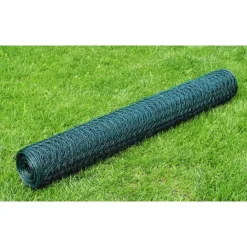 vidaXL Hönsnät med PVC-beläggning 25x0,5 m grön
