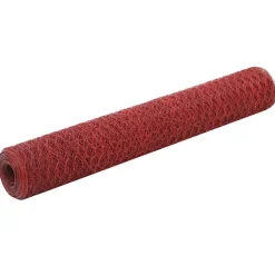 vidaXL Hönsnät stål med PVC-beläggning 25x1 m röd