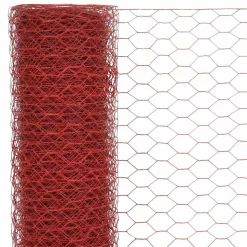 vidaXL Hönsnät stål med PVC-beläggning 25x1 m röd