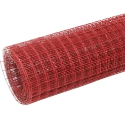 vidaXL Hönsnät stål med PVC-beläggning 10x1 m röd