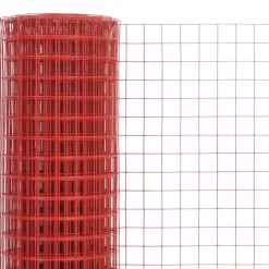 vidaXL Hönsnät stål med PVC-beläggning 10x1 m röd