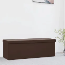 vidaXL Hopfällbar förvaringsbänk brun PVC