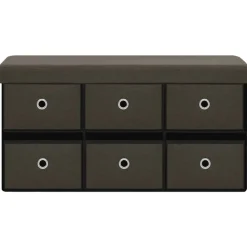 vidaXL Hopfällbar förvaringsbänk mörkbrun 76x38x38 cm konstlinne