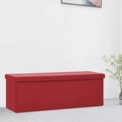 Hot vidaXL Hopfällbar förvaringsbänk PVC Vinröd