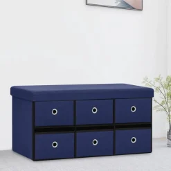 Discount vidaXL Hopfällbar förvaringsbänk 76x38x38 cm konstlinne Blå