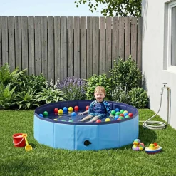vidaXL Hopfällbar hundsimingspool Blå 80 x 80 x 20 cm PVC