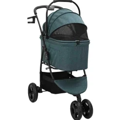 Outlet vidaXL Hopfällbar hundvagn Justerbar 78 x 54 x 101 cm Polyester Grön