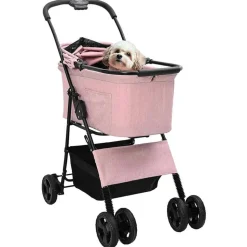 vidaXL Hopfällbar hundvagn Justerbar Rosa 81 x 47 x 99 cm Polyester