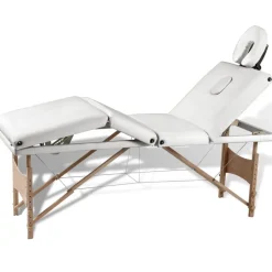 Sale vidaXL Hopfällbar massagebänk med 4 sektioner träram grädd Vit