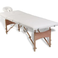 Sale vidaXL Hopfällbar massagebänk med 4 sektioner träram grädd Vit