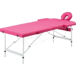 vidaXL Hopfällbar massagebänk 2 sektioner aluminium rosa