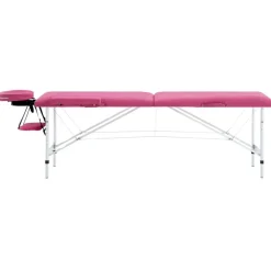 vidaXL Hopfällbar massagebänk 2 sektioner aluminium rosa