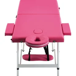 vidaXL Hopfällbar massagebänk 2 sektioner aluminium rosa