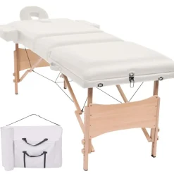 vidaXL Hopfällbar massagebänk 3 sektioner 10 cm tjock Vit