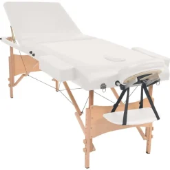 vidaXL Hopfällbar massagebänk 3 sektioner 10 cm tjock Vit