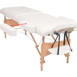 Online vidaXL Hopfällbar massagebänk 2 sektioner och pall set 10 cm tjock Vit