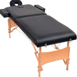 Discount vidaXL Hopfällbar massagebänk 2 sektioner och pall 10 cm tjock Svart