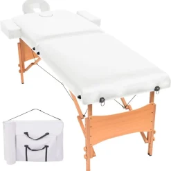 vidaXL Hopfällbar massagebänk 2 sektioner 10 cm tjock vit