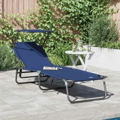 Best vidaXL Hopfällbar solstol 190 x 57 x 81 cm oxford Blå