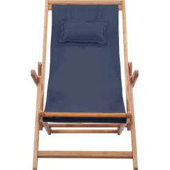 vidaXL Hopfällbar strandstol tyg och träram Blå