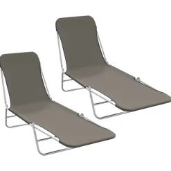 vidaXL Hopfällbara solsängar 2 st stål och tyg grå