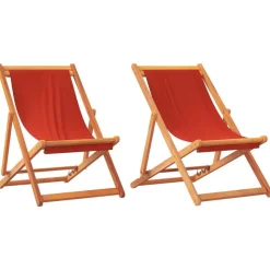 vidaXL Hopfällbara strandstolar 2 st röd tyg