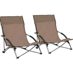 Best vidaXL Hopfällbara strandstolar 2 st tyg Taupe