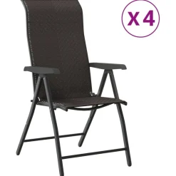 Discount vidaXL Hopfällbara trädgårdsstolar 4 st kaffe konstrotting Svart