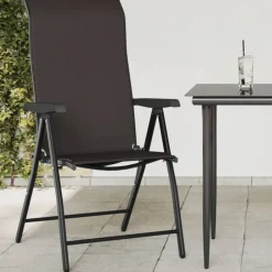 Discount vidaXL Hopfällbara trädgårdsstolar 4 st kaffe konstrotting Svart