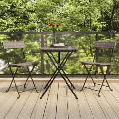 New vidaXL Hopfällbart caféset 3 delar konstrotting Grå