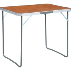 Best vidaXL Hopfällbart campingbord med metallram 80x60 cm Brun