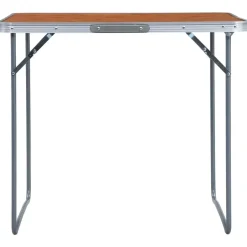 Best vidaXL Hopfällbart campingbord med metallram 80x60 cm Brun