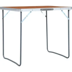 Best vidaXL Hopfällbart campingbord med metallram 80x60 cm Brun