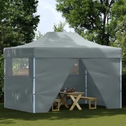 vidaXL Hopfällbart partytält med 4 sidoväggar 3x4 m stål antracit
