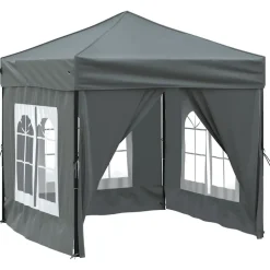 vidaXL Hopfällbart partytält med sidoväggar antracit 2x2 m