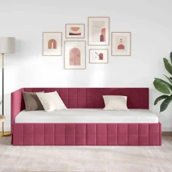Best vidaXL Hörn Sängram med huvudgavel 80 cm x 200 cm Sammet Vinröd
