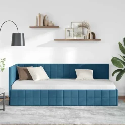 Hot vidaXL Hörn Sängram med huvudgavel 80 cm x 200 cm Sammet Blå