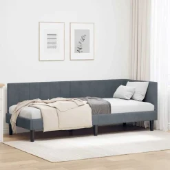 vidaXL Hörn Sängram med huvudgavel Mörkgrå 80 cm x 200 cm Sammet