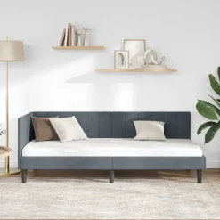 vidaXL Hörn Sängram med huvudgavel Mörkgrå 80 cm x 200 cm Sammet